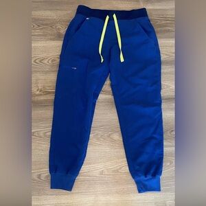 Figs Blue Jogger Pants with Yellow Drawstring
